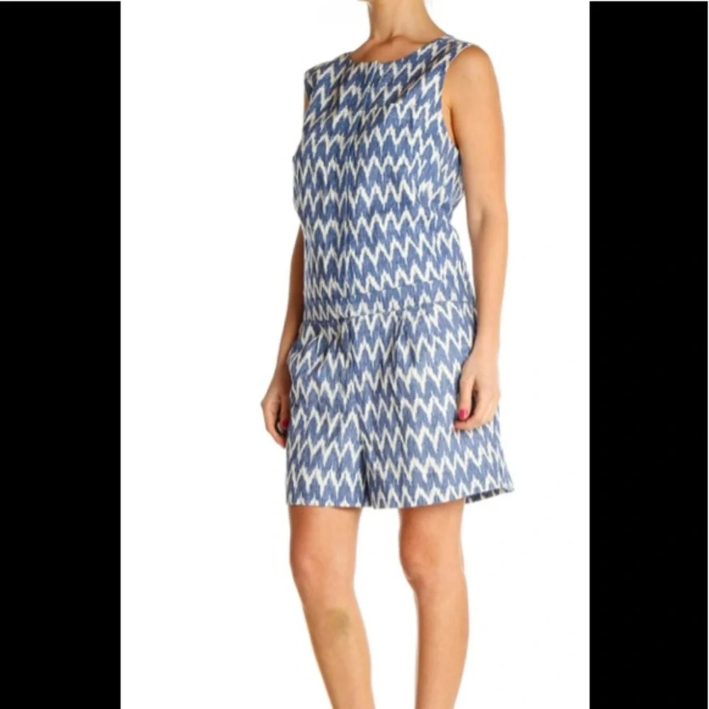 J. Crew Blue & White‎ Ikat Romper Size 2